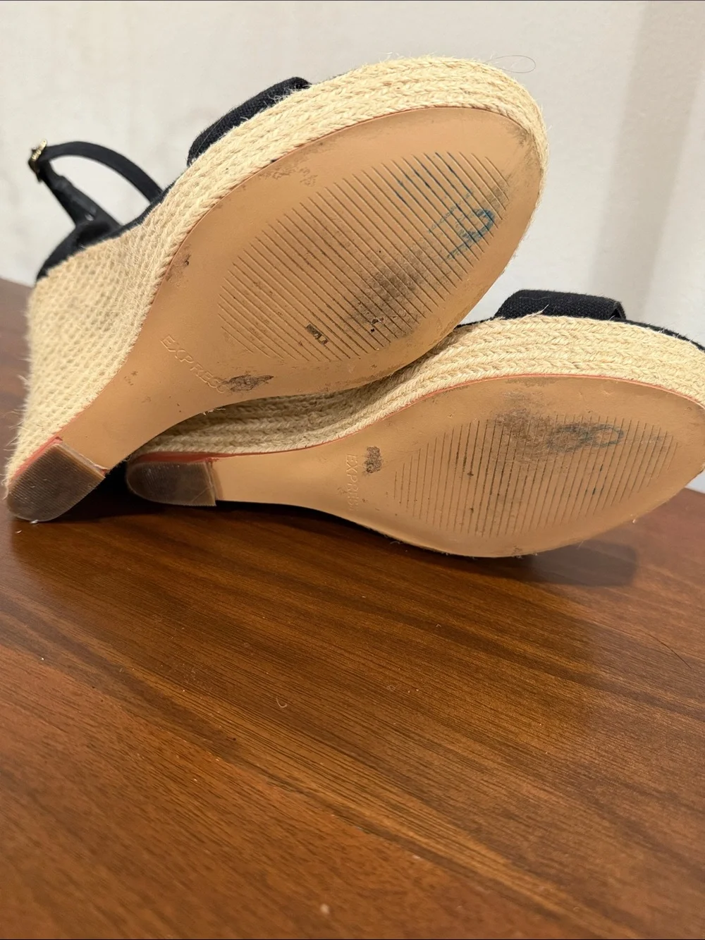 Express Black Espadrille Wedge Sandals with Ankle Strap